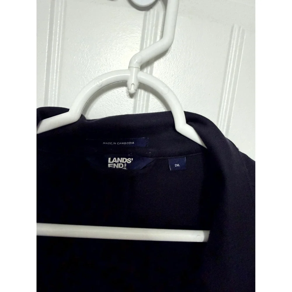 Lands' End Blazer Mens 2XL Navy Blue Knit Sport Coat 2-Button Patch Pockets